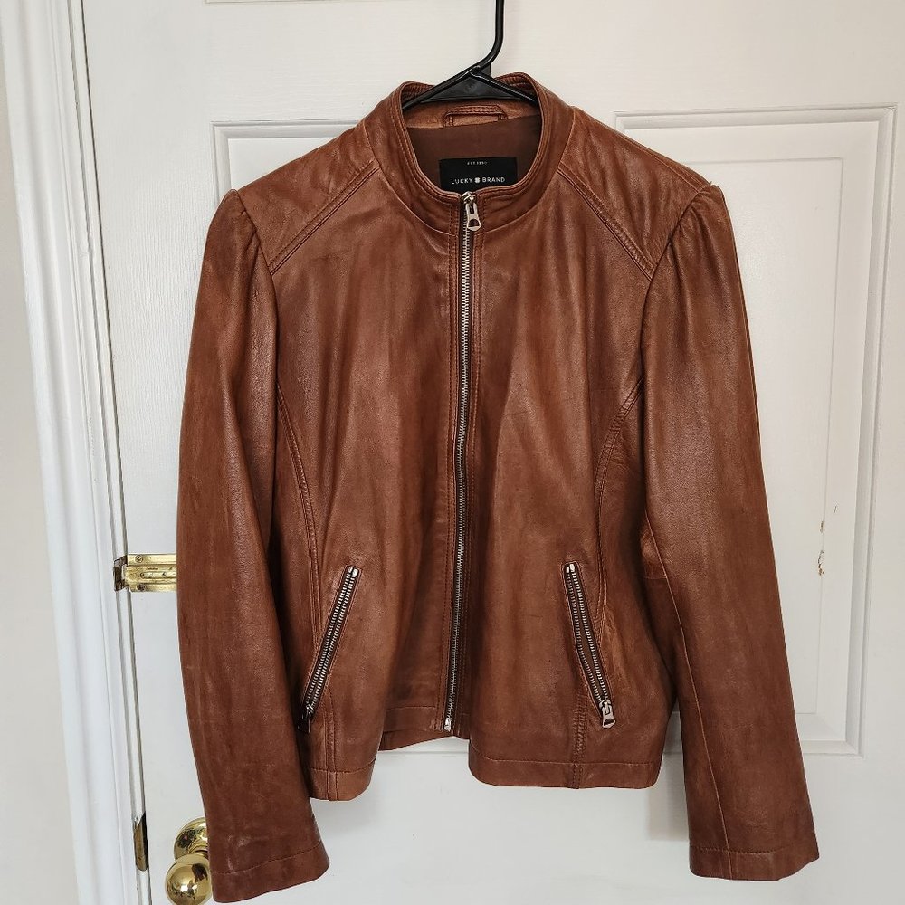 100% leather jacket lucky brand L